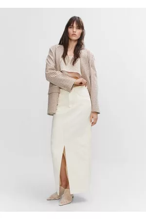 MANGO Women Denim Skirts - Slit denim skirt - XXS - Women