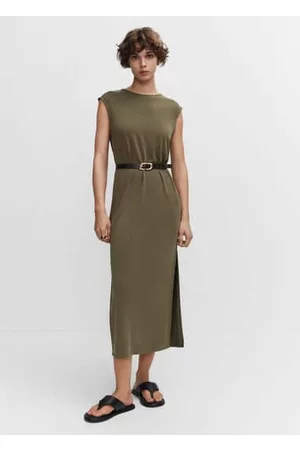 MANGO Women Midi Dresses - Modal slit dress - 0 - Women