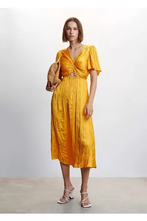 MANGO Women Midi Dresses - Side-slit satin dress - 0 - Women