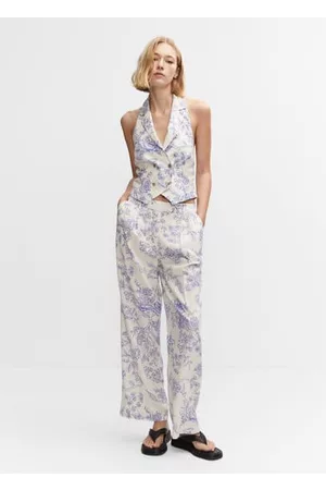 MANGO Women Pants - Printed linnen trousers - 2 - Women