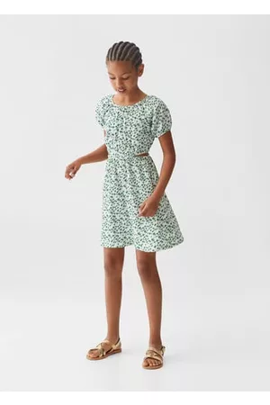 MANGO Girls Printed Dresses - Printed cut-out detail dress - 5-6 years - Kids