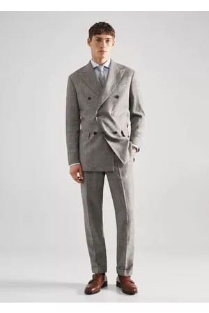 MANGO Men Blazers - Check linen suit blazer - 36 - Men