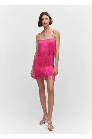 MANGO Women Shift Dresses - Fringed shift dress - 8 - Women