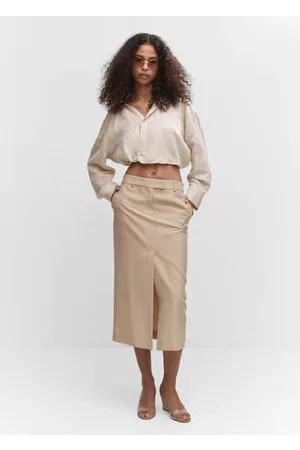 MANGO Women Midi Skirts - SKIRT /pastel grey - 1 - Women
