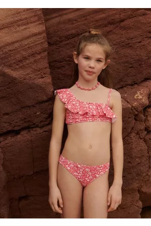 MANGO Girls Bikinis - Floral bikini with ruffles - 5-6 years - Kids