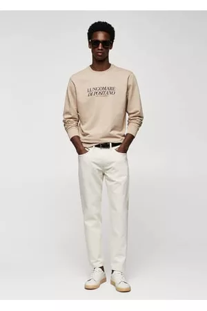 MANGO Men Sweatshirts - Cotton sweatshirt with printed message - XS - Men