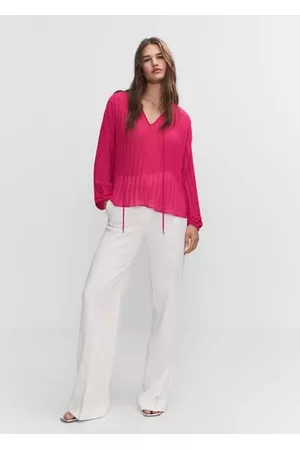MANGO Women Blouses - Pleated blouse with puffed sleeves - 2 - Women