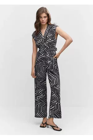 MANGO Women Printed & Patterned Dresses - Belt printed jumpsuit - XXS - Women