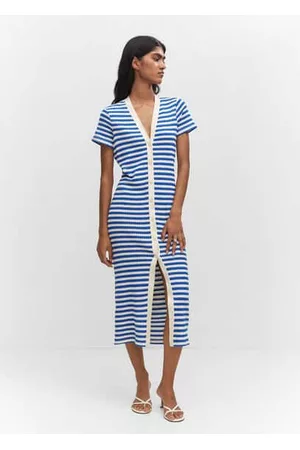MANGO Women Midi Dresses - Striped jersey dress - 0 - Women