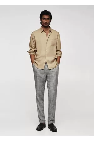 MANGO Men Skinny Pants - Prince of Wales linen-blend trousers - 30 - Men