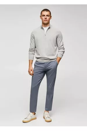 MANGO Men Sweaters - Cotton sweater with neck zipper - S - Men