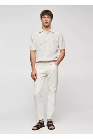 MANGO Men Polo T-Shirts - Openwork knit cotton polo - S - Men