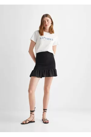MANGO Girls Skirts - Gathered skirt with ruffle - XXS - Teenage girl