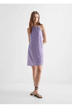 MANGO Women Printed & Patterned Dresses - Print wrap dress /pastel purple - XXS - Teenage girl