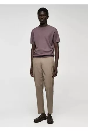 MANGO Men T-Shirts - Fine-knit T-shirt /pastel purple - S - Men