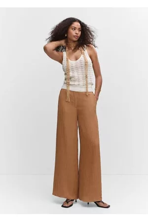 MANGO Women Pants - Pleated wideleg pants - XS - Women