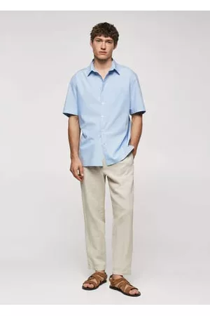MANGO Men Short sleeved Shirts - Regular-fit cotton short sleeve shirt - S - Men