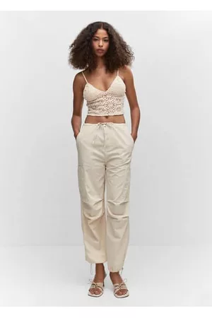 MANGO Women Crop Tops - Crochet crop top - XXS - Women