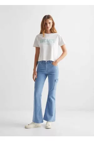 MANGO Girls Flared Jeans - Flared jeans with pocket - XXS - Teenage girl