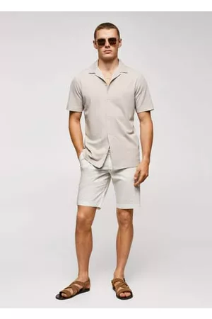 MANGO Men Bermudas - Cotton pleated Bermuda shorts - 30 - Men