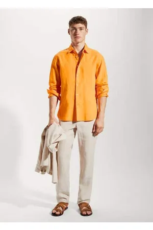 Sunnei monogram-jacquard Cuban-collar Shirt - Orange