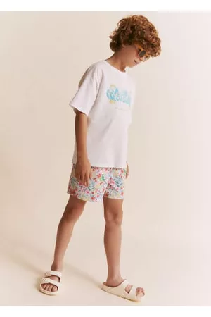 MANGO Boys Swim Shorts - Floral-print swimming trunks - 5-6 years - Kids