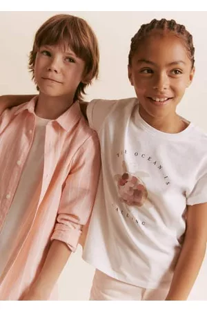 MANGO Girls T-Shirts - Print textured t-shirt - 5-6 years - Kids