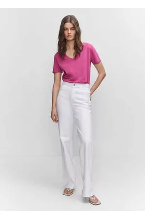 MANGO Women T-Shirts - V-neck cotton T-shirt /pastel purple - XXS - Women