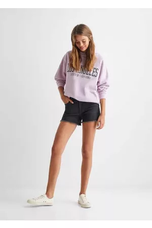 MANGO Girls Hoodies - Printed hoodie /pastel purple - XXS - Teenage girl