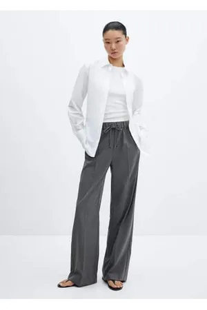 MANGO Wideleg pants with elastic waist - XS - Women