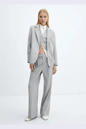 b+ab crystal-embellished button fine-knit suit skirt - Grey