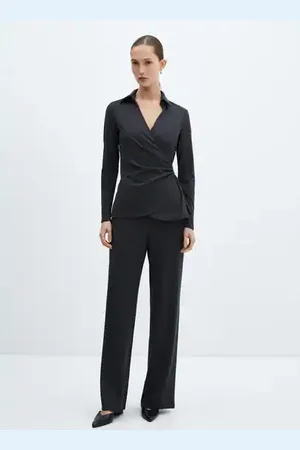 MANGO Wideleg pants with elastic waist - XXS - Women