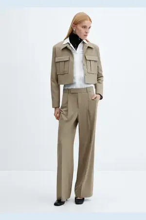 MANGO Wideleg pleated pants - 4 - Women