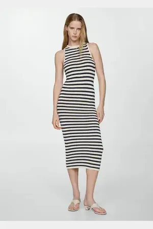 Ribbed knit dress with opening