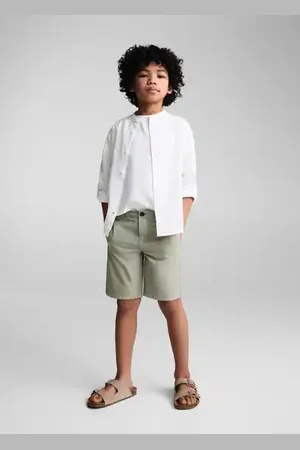 MANGO Regular-fit Mao-collar linen shirt - 5 - Kids