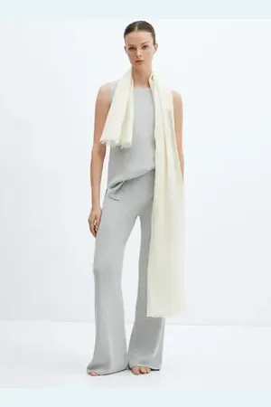MANGO Cotton-linen knitted top - S - Women