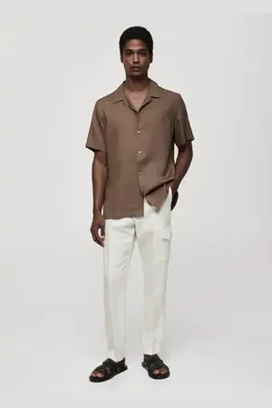 MANGO Linen-blend cargo pants - 30 - Men