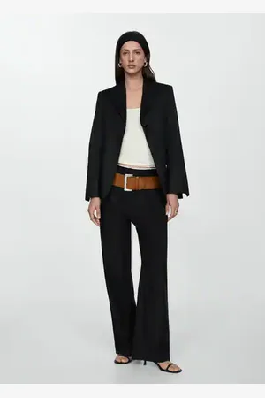 MANGO Contrast-trim pleated pants - 4 - Women