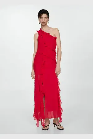 MANGO Asymmetric ruffled dress - 4 - Women