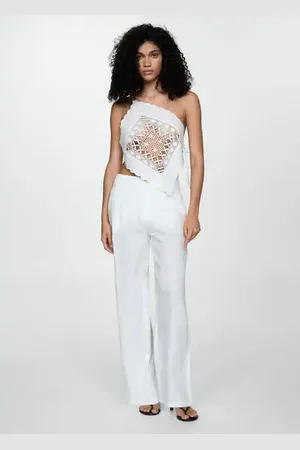 MANGO 100% linen pants with pleats - 1 - Women