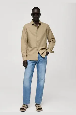 MANGO Classic-fit linen-blend shirt - XS - Men