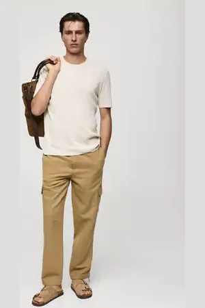 MANGO Cotton-linen cargo pants - 30 - Men