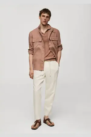 MANGO Slim-fit pants with drawstring - 30 - Men