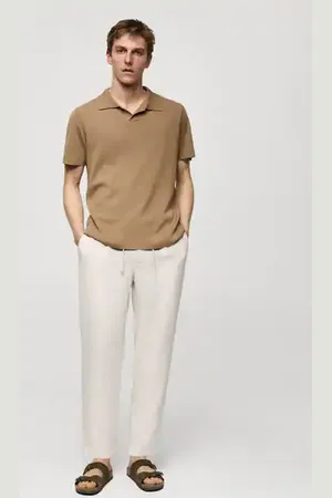 MANGO 100% linen striped pants with drawstring - 30 - Men