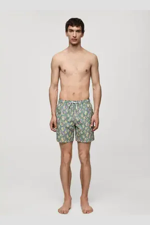 MANGO Papaya-print swimsuit - S - Men