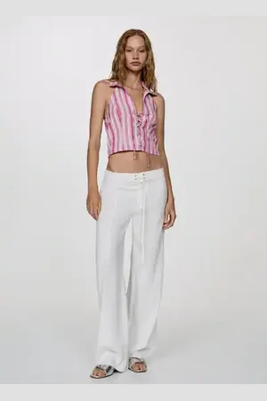 MANGO Bow linen pants - XS - Women