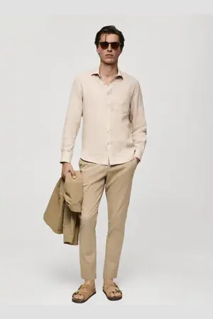 MANGO Classic fit 100% linen shirt - XS - Men