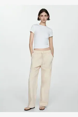 MANGO Elastic waist cotton pants - XS - Women