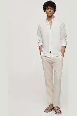 MANGO 100% linen Mao collar shirt - XS - Men