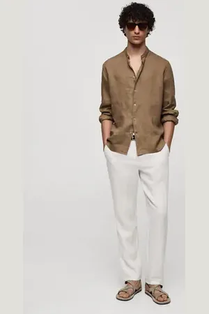MANGO 100% linen Mao collar shirt - XS - Men